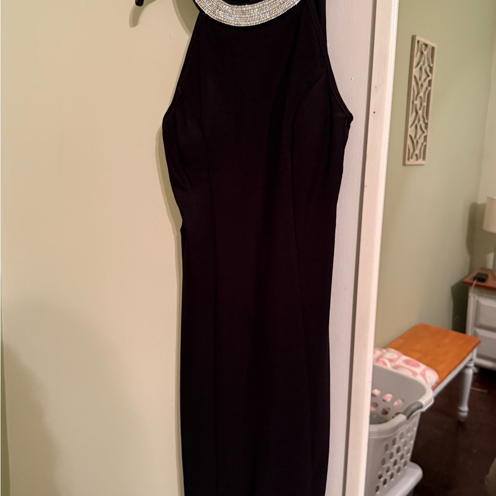 Elegant Black Dress with Silver Accents